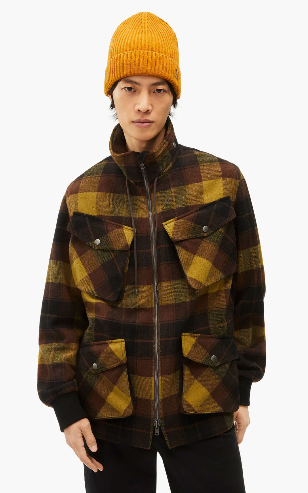 Kenzo Checkered wool Moška Jakne Temno Rjava SI-1671926